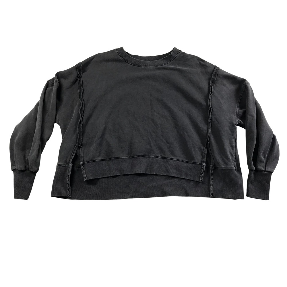 Bohme Womens Charcoal Grey Exposed Seam Boxy Cotton Sweatshirt Size M